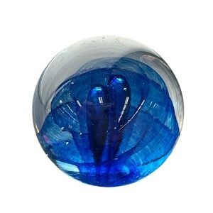 Glass Eye Studio Paperweight Signed‎ GES 97 Blue Swirls Rose
